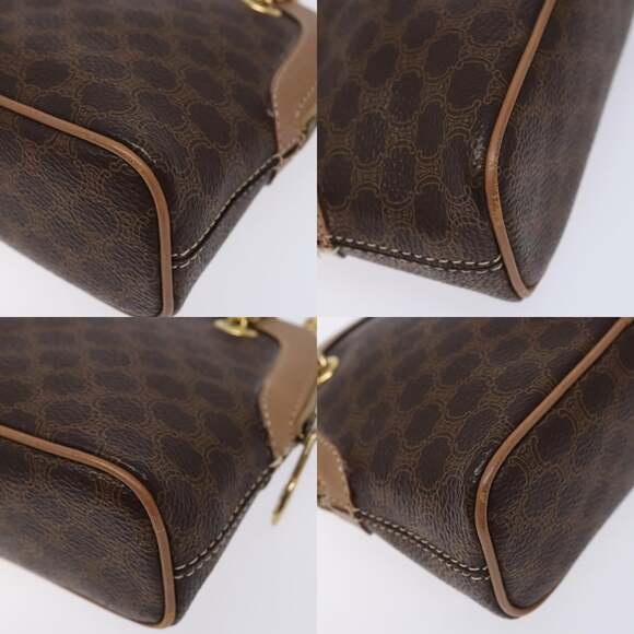 CELINE Macadam Canvas Chain Mini Hand Bag Pvc Leather Brown Gold - Picture 10 of 12